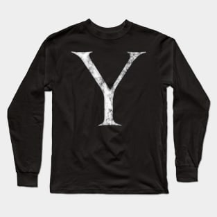 Y in Roman White Marble Latin Alphabet Letter Sticker Long Sleeve T-Shirt